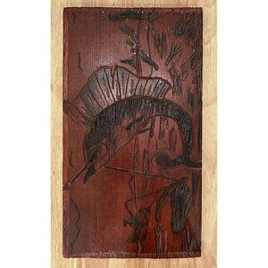 Vintage Carved Sailfish Wall Art Plaque Lodge Beach Cabin Rustic Folk Primitive